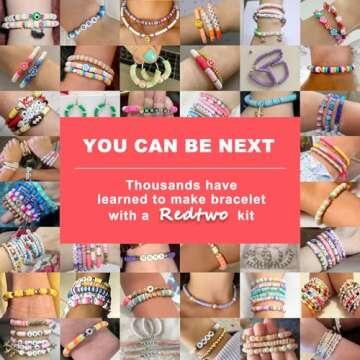 Redtwo Clay Beads for Bracelets Making Kit, 4200 Friendship Bracelet Heishi Beads Preppy Flat Beads,...