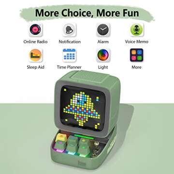 Divoom Ditoo Programmable Pixel Art LED-Bluetooth-Speaker Showing-Clock Emoji DIY Design for Home Wedding Party Decoration with Wireless App Control (Green)