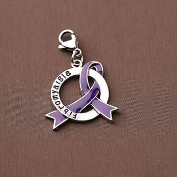 CENWA Fibromyalgia Purple Ribbon Charm Zipper Pull Fibromyalgia Awareness Gift Fibromyalgia Jewelry ...
