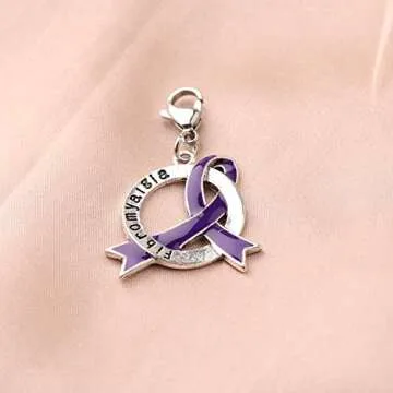 CENWA Fibromyalgia Purple Ribbon Charm Zipper Pull Fibromyalgia Awareness Gift Fibromyalgia Jewelry (Fibromyalgia ZP)