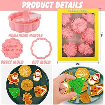16 Pcs Christmas Cookie Cutters with Plunger Stamps Set for Baking