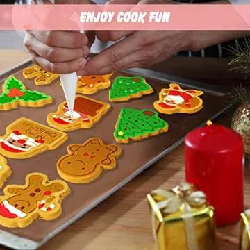 Christmas Cookie Cutters Set with Plunger Stamps for Baking