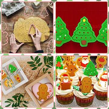 Christmas Cookie Cutters Set with Plunger Stamps for Baking
