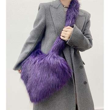 Stylish Women's Faux Fur Heart Shaped Crossbody Shoulder Purse