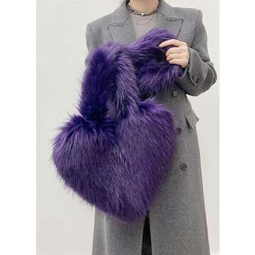 Chic Women's Faux Fur Heart Shape Shoulder Bag