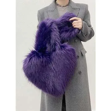 Chic Women's Faux Fur Heart Shape Shoulder Bag