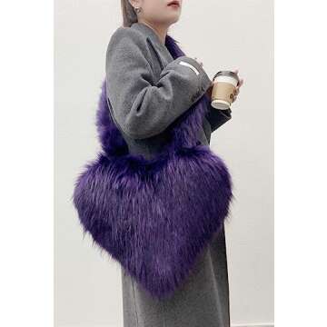 Chic Women's Faux Fur Heart Shape Shoulder Bag