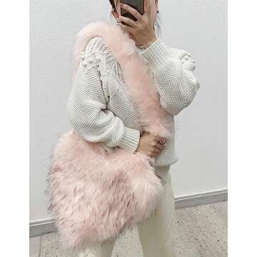 Chic Women's Faux Fur Heart Shape Shoulder Bag