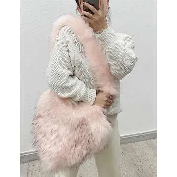 Chic Women's Faux Fur Heart Shape Shoulder Bag