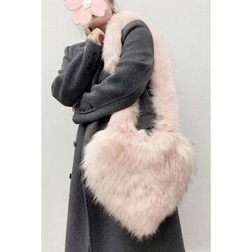 Chic Women's Faux Fur Heart Shape Shoulder Bag