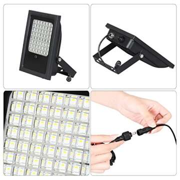 T-SUNUS RGB LED Flood Lights 50W, Color Changing Outdoor Solar Security Floodlight, IP65 Waterproof, Remote Control, Landscape Lighting Solar Spotlight for Decking Lighting, Patio Lighting