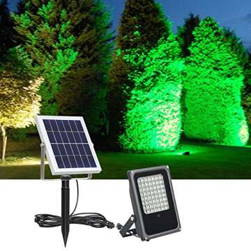 T-SUNUS RGB LED Flood Lights 50W, Color Changing Outdoor Solar Security Floodlight, IP65 Waterproof, Remote Control, Landscape Lighting Solar Spotlight for Decking Lighting, Patio Lighting