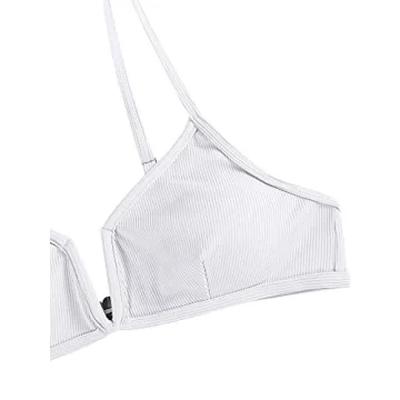 ZAFUL Women's Ribbed V-Wire High Cut Bikini Set