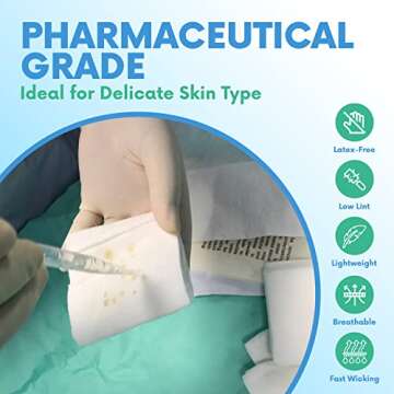 HEALQU Gauze Pads - Bag of 200 4x4 Gauze Pads - 4-Ply, Non-Woven Surgical Sponges - Super Absorbent Medical Gauze Sponges for Wound Dressing, Debridement, Cleaning, Prepping