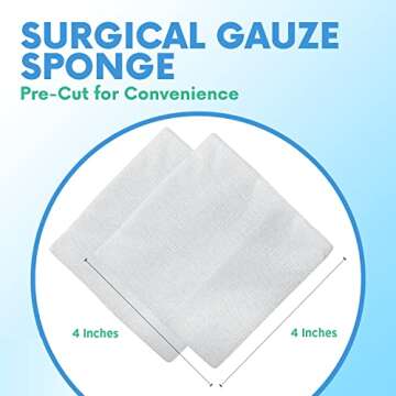 HEALQU Gauze Pads - Bag of 200 4x4 Gauze Pads - 4-Ply, Non-Woven Surgical Sponges - Super Absorbent Medical Gauze Sponges for Wound Dressing, Debridement, Cleaning, Prepping