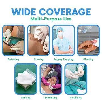HEALQU Gauze Pads - Bag of 200 4x4 Gauze Pads - 4-Ply, Non-Woven Surgical Sponges - Super Absorbent Medical Gauze Sponges for Wound Dressing, Debridement, Cleaning, Prepping