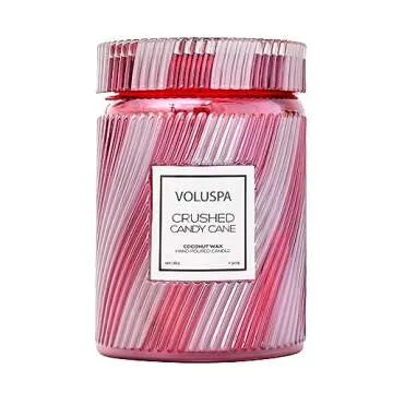 Voluspa | Crushed Candy Cane Candle | Large Glass Jar | 18 Oz. | 100 Hour Burn Time | Coconut Wax fo...