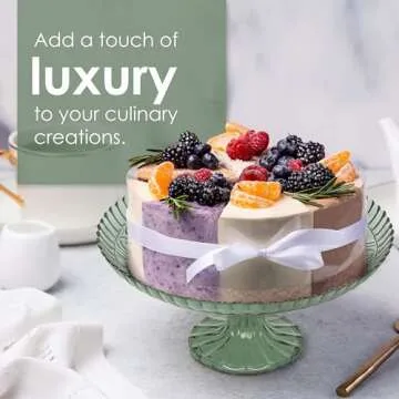 Amici Home Flower Footed Glass Cake Stand | Round Vintage Style Cake Plate | Serving Platter for Cup...