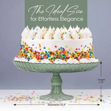 Amici Home Flower Footed Glass Cake Stand | Round Vintage Style Cake Plate | Serving Platter for Cupcakes, Cookies | Dessert Display Stand for Parties, Weddings, and Gift | 10” D x 4” H (Green)