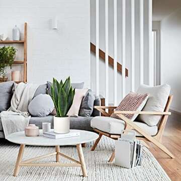 Briful Fake Snake Plant 16" Faux Potted Plant Artificial Snake Plant with White Ceramic Pot Sansevie...