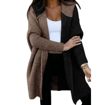 Astylish Women Color Block Knit Cardigan Hoodie