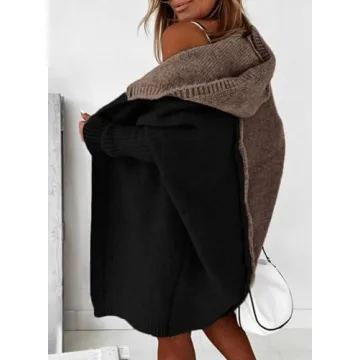 Astylish Women Color Block Knit Cardigan Hoodie