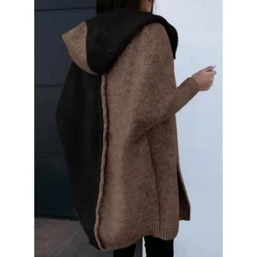 Astylish Women Color Block Knit Cardigan Hoodie