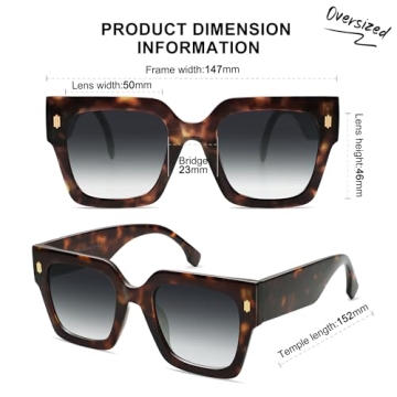 SOJOS Vintage Oversized Square Sunglasses for Women,Retro Womens Luxury Big Large Sun Glasses UV400 SJ2194 Leopard