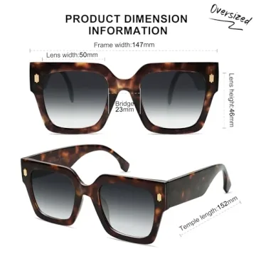 SOJOS Vintage Oversized Square Sunglasses for Women,Retro Womens Luxury Big Large Sun Glasses UV400 SJ2194 Leopard