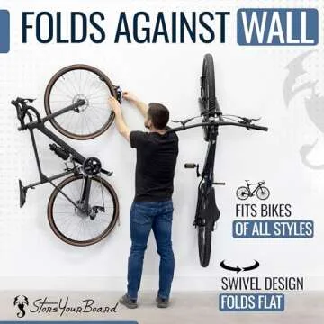 StoreYourBoard Swivel Bike Rack Garage, 2 Pack Wall Mount, Bike Storage Hooks, Space Saving Hangers