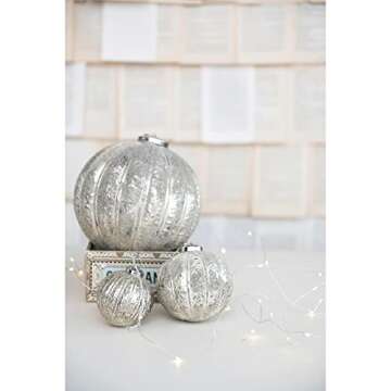 Creative Co-Op 5" Round Flocked Glass Ornament