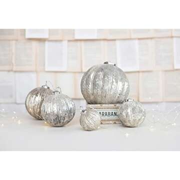 Creative Co-Op 5" Round Flocked Glass Ornament