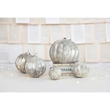 Creative Co-Op Rustic Flocked Glass Ornament for Holidays