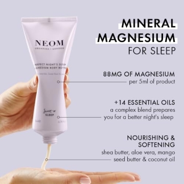 Neom - Magnesium Body Butter | 6.76 Fl Oz (200ml) | Lavender, Chamomile, & Patchouli | Lotion for Sleep with Essential Oils | 100% Natural Fragrances | Nourish & Soften | Signature Sleepy Scent
