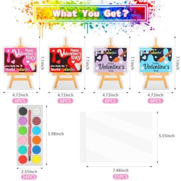 CCINEE 24Pack Valentine's Day Gift Cards with Watercolor Paint Bulk Valentines Gift Card for Kids Sc...