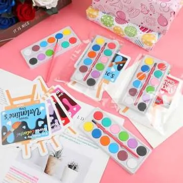 CCINEE 24Pack Valentine's Day Gift Cards with Watercolor Paint Bulk Valentines Gift Card for Kids School Valentines Gift Exchange Classroom Prizes Party Favor Supplies