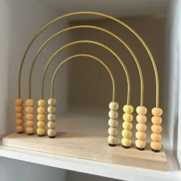 Addy&Oakley Neutral Abacus-Gender Neutral Baby Toy-Montessori Toys-Toddler Learning Toy-Rainbow Abacus-Boho Abacus-Arithmetic Learning Toy-Wooden Toddler Toys-Nursery Décor-Abacus-Aesthetic Toy