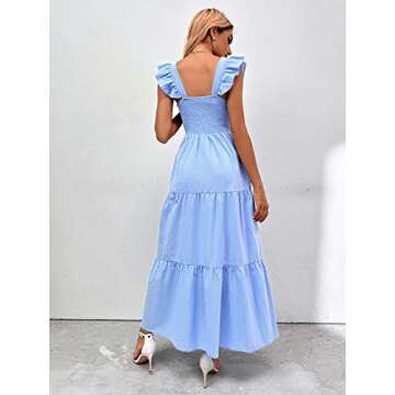 MakeMeChic Women's Summer Boho Dress Casual Floral Print Spaghetti Strap Square Neck Long Maxi Dress...