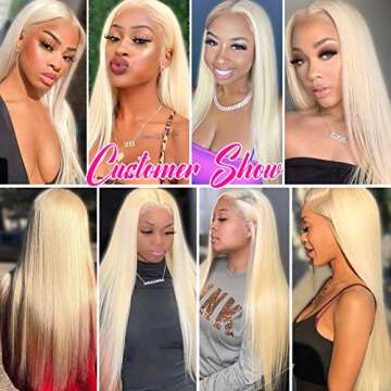 Hot Star Hair 4x4 Lace Closure Wigs Body Wave Human Hair Wigs for Black Women 150% Density Brazilian Lace Front Wigs Pre Plucked with Baby Hair… (18 Inch (Pack of 1), 613 Blonde Lace Wigs)
