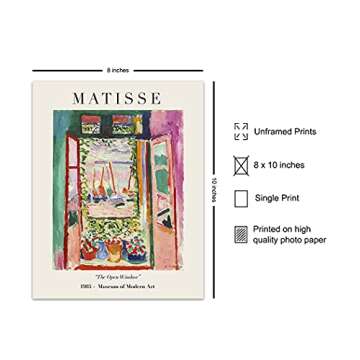 Matisse Abstract Wall Art & Decor Set - Mid Century Modern Wall Decor - 8x10 Matisse Poster Print - ...