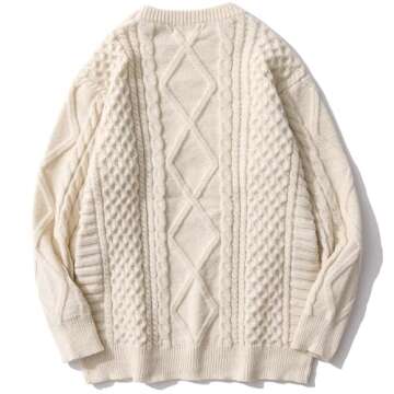 Aelfric Eden Women Sweater Vintage Cable Knit Sweater Casual Oversized Sweater Pullover