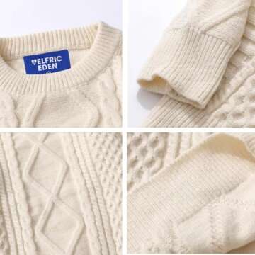 Aelfric Eden Women Sweater Vintage Cable Knit Sweater Casual Oversized Sweater Pullover