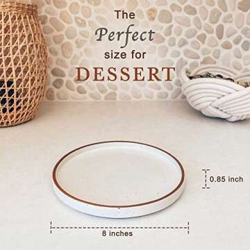 Mora Ceramic Flat Plates Set of 6-8 in - The Dessert, Salad, Appetizer, Small Lunch, etc Plate. Micr...