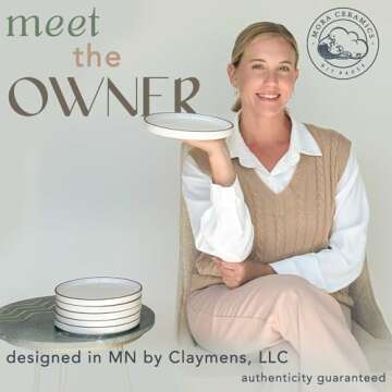 Mora Ceramic Flat Plates Set of 6-8 in - The Dessert, Salad, Appetizer, Small Lunch, etc Plate. Microwave, Oven, and Dishwasher Safe, Scratch Resistant. Kitchen Porcelain Dish - Vanilla White