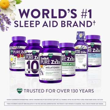 ZzzQuil PURE Zzzs Melatonin Gummies, Sleep Aid, Melatonin 2mg, with Chamomile & Lavender, Melatonin Sleep Gummies, Sleep Aids for Adults, Wildberry Vanilla Flavored, 72 Sleep Gummies