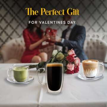 Kitchables Double Walled Glass Coffee Mugs Set of 2, 15oz - Insulated Glass Coffee Mugs for Cappucci...