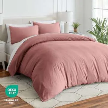 Ultra Soft Microfiber Duvet Cover Set - King Size - Dusty Rose