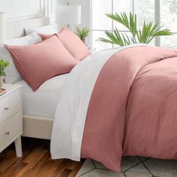 Ultra Soft Microfiber Duvet Cover Set - King Size - Dusty Rose