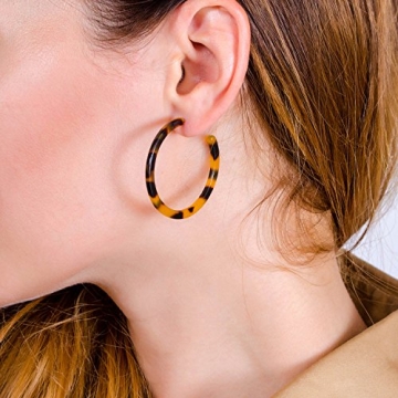 BaubleStar Tortoise Shell Resin Hoop Earrings – Chic Fashion Jewelry