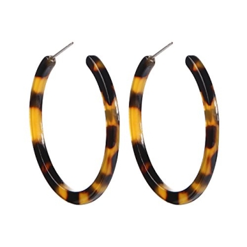 BaubleStar Tortoise Shell Resin Hoop Earrings – Chic Fashion Jewelry
